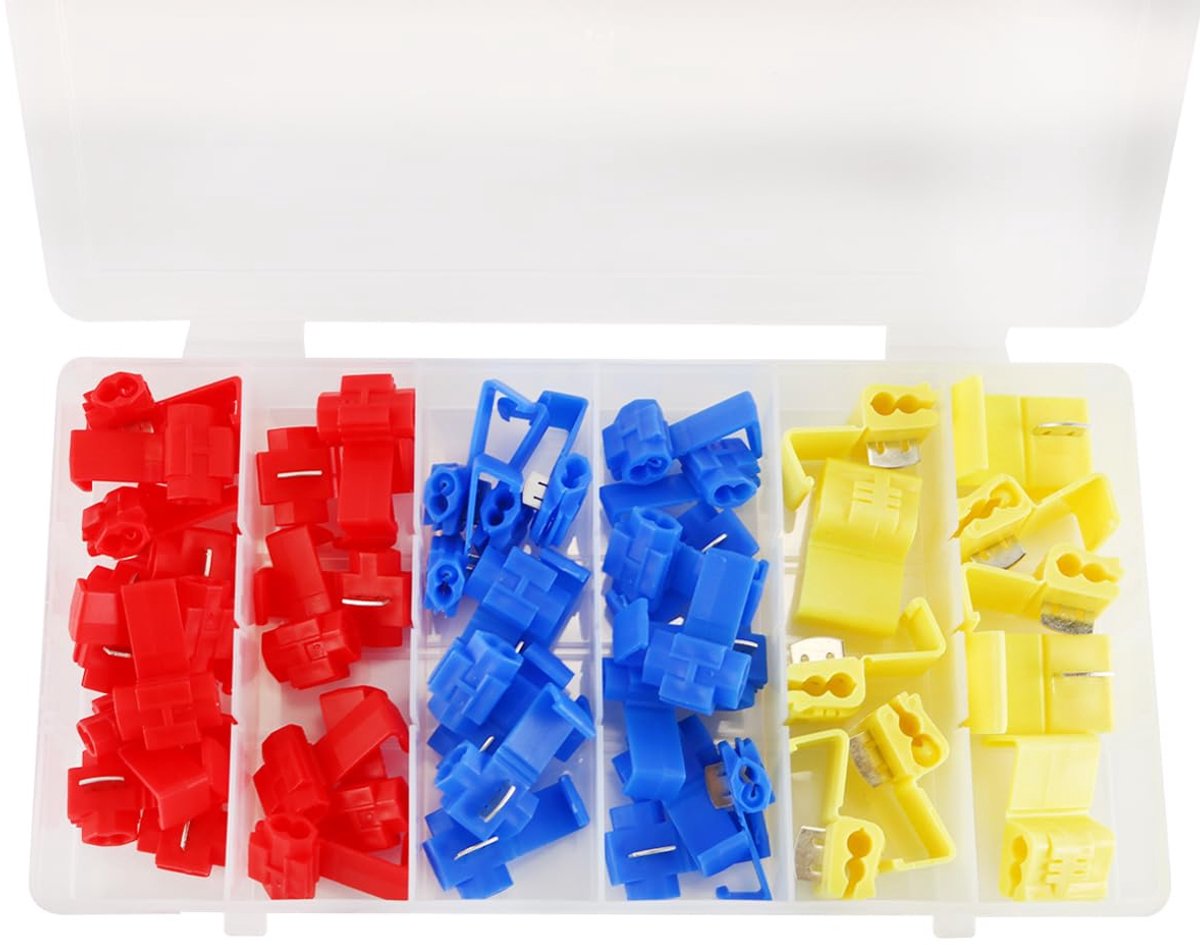 Snelle Splice Elektrische Draadverbinders - 50 Stuks - Kleurcode Blauw Rood Geel - T Jack - Voor Takverbindingen