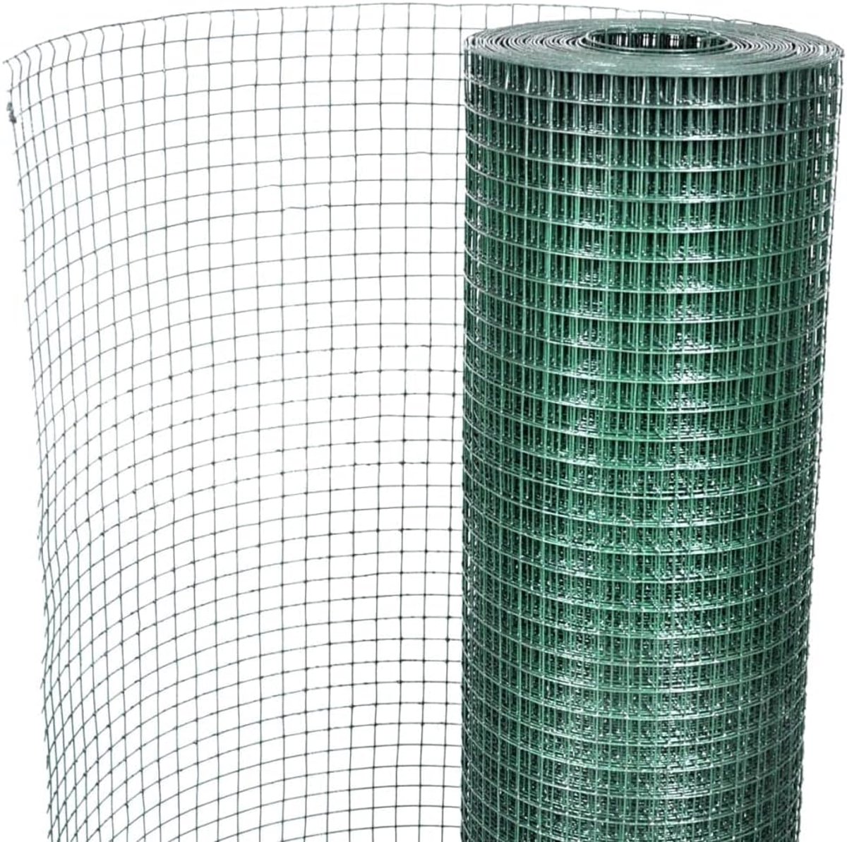 Gaashek met pvc-coating, 10 x 1 m, groen voor gevogelte en kippen