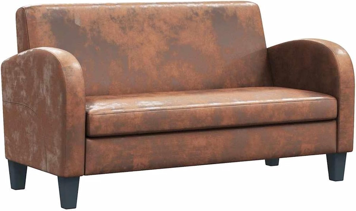 Sofa 2-zits suède look bruin, gestoffeerde bank zitgroepen bank voor woonkamer appartement kantoor logeerkamer 245585