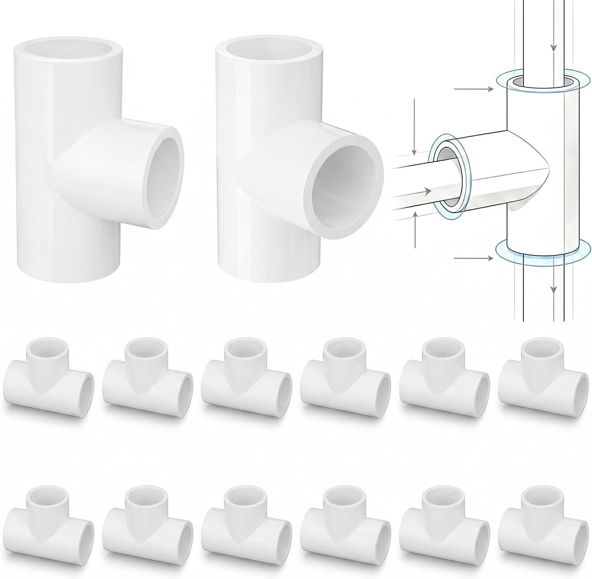Fittingen, PVC Plastic 3-weg Meubelkwaliteit Pijpconnectoren, Pijpfitting voor DIY Plank Tuin Ondersteuning Structuur (25mm)