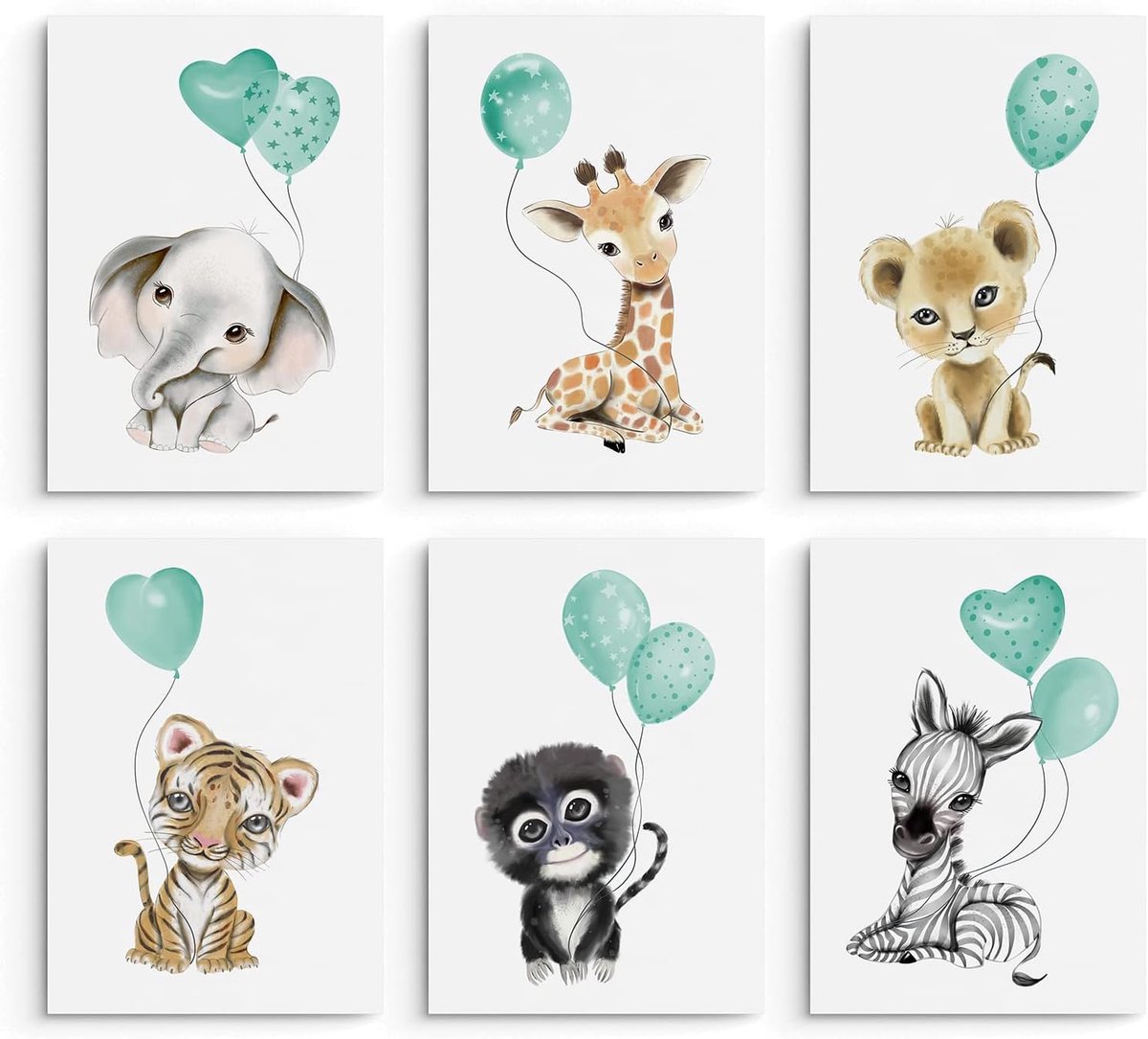 Afbeeldingen voor kinderkamer, decoratie voor kinderen, meisjes, 21 x 30 cm, zonder lijst, dieren Afrika, uniseks