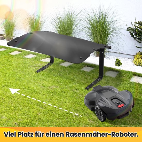 Garage voor robotmaaier, garage voor robotmaaier, dak voor robotmaaier, carport overkapping voor robotrobot, inklapbare robotmaaier, garage, regenhuis voor robotmaaier met steunstrip, zwart — afbeelding 5