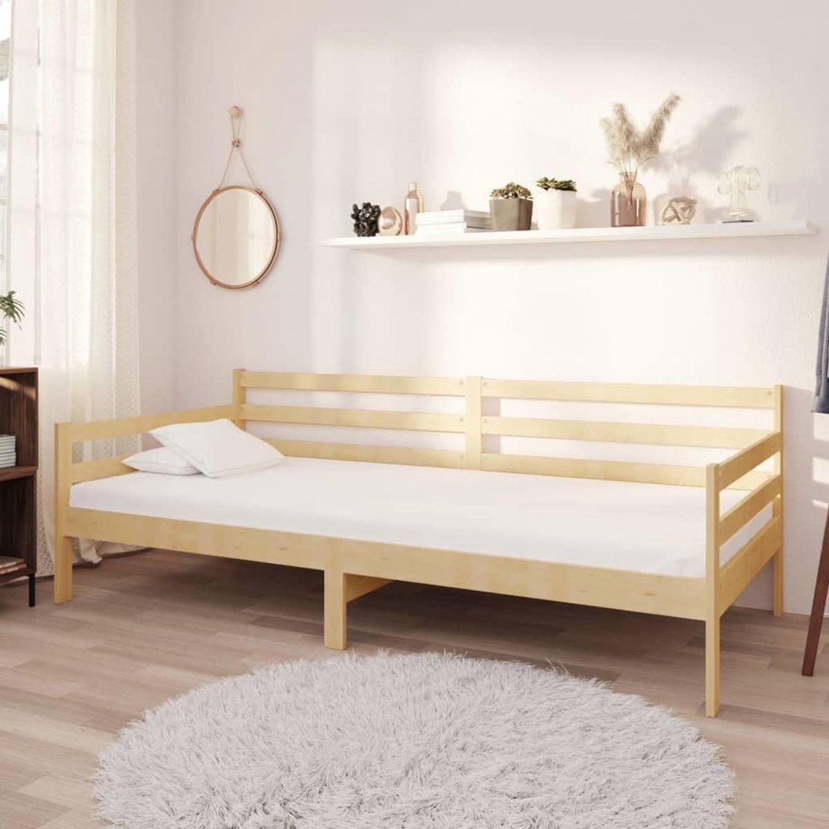 Grenenhout multifunctionele bankbed naturel 90x200 cm