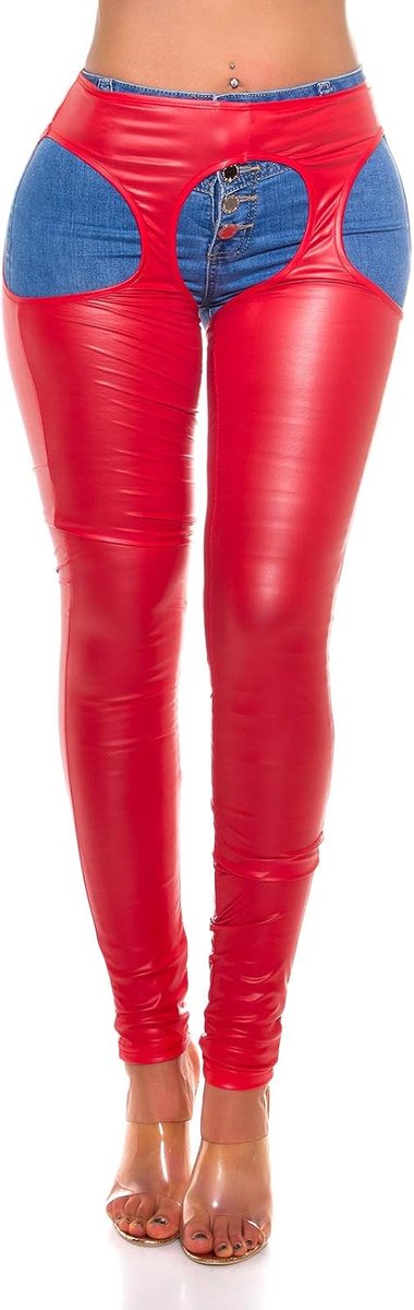 Leggings met uitgesneden outs, rood, S/M