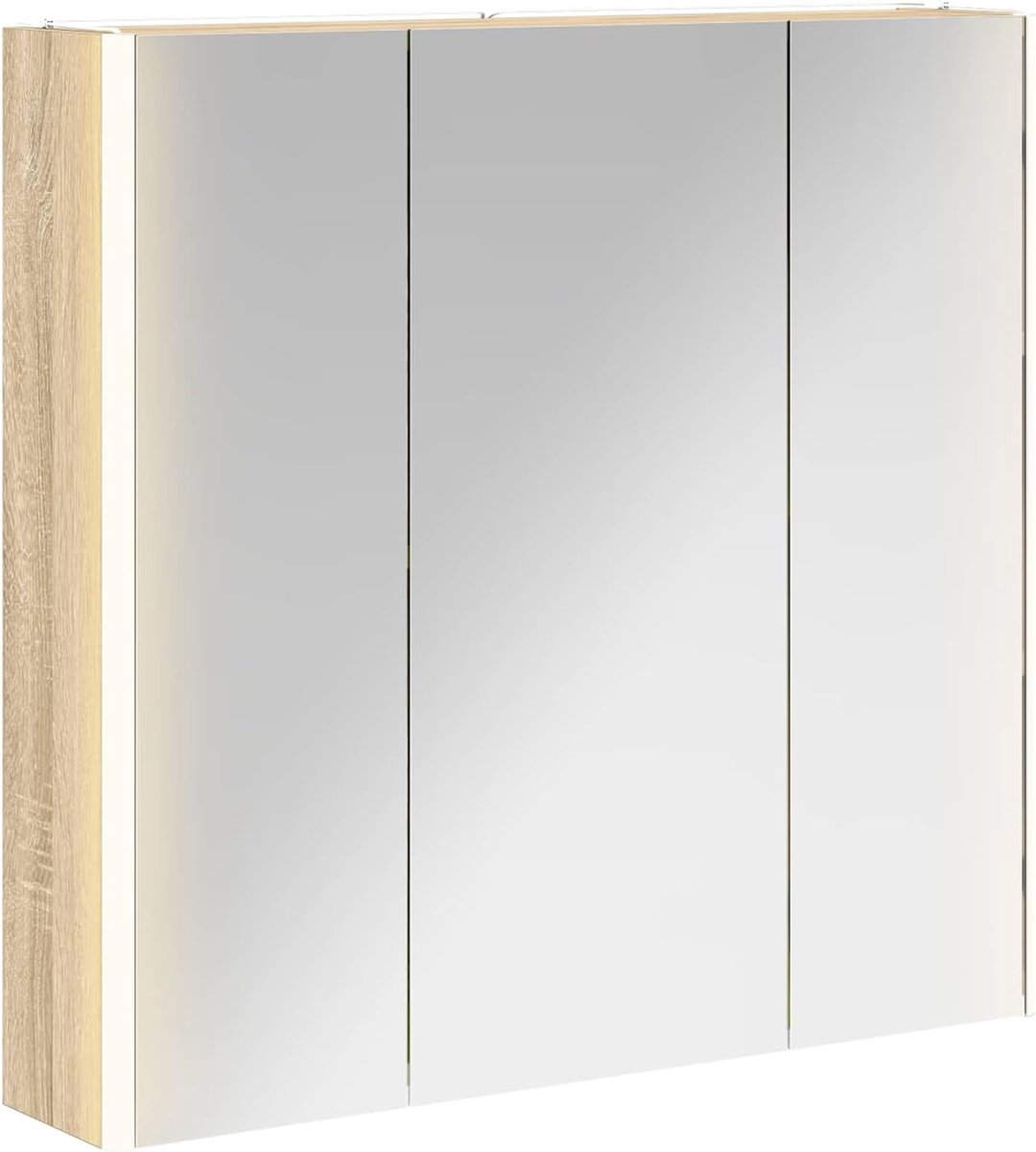 Badkamer spiegelkast Sonoma eiken 73,5 x 15,5 x 70 cm, badkamerkast opbergkast voor make-up wastafel gastenbadkamer 889257
