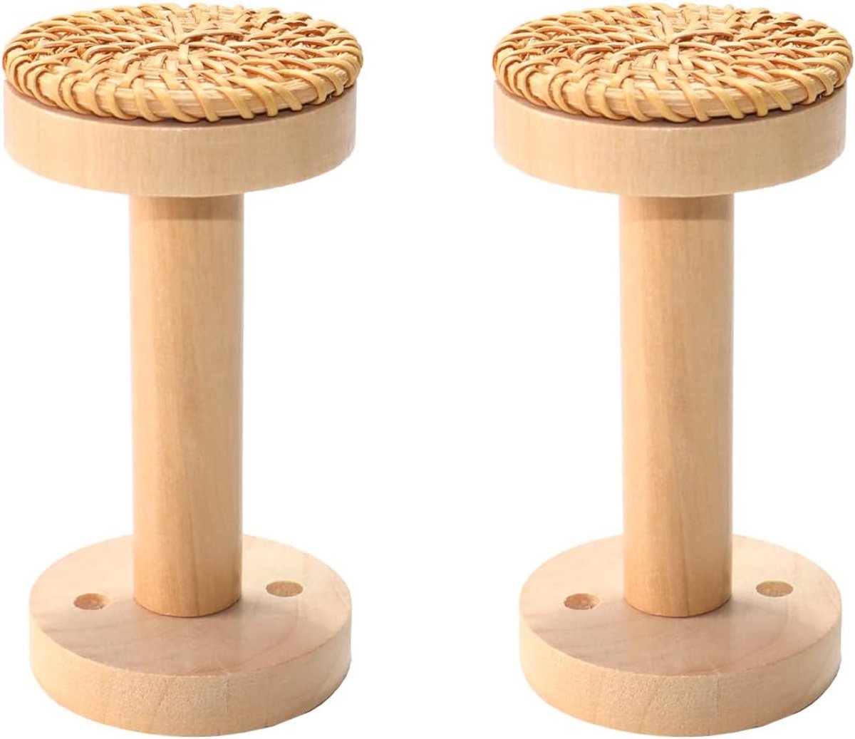 Gordijnstangen van rotanhout, 2 stuks, sjorhaken voor Boheemse gordijnen, wandmontage, voor ondoorzichtige ramen en transparante gordijnen
