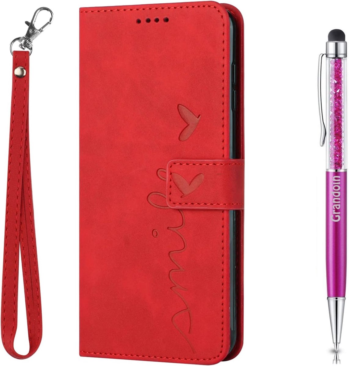 Compatibel met OPPO A74 4G/F19, PU-lederen portemonnee-hoes, flipcase, beschermhoesje, met portemonnee kaarthouder, standaard en polsband, magnetische sluiting voor OPPO A74 4G/F19