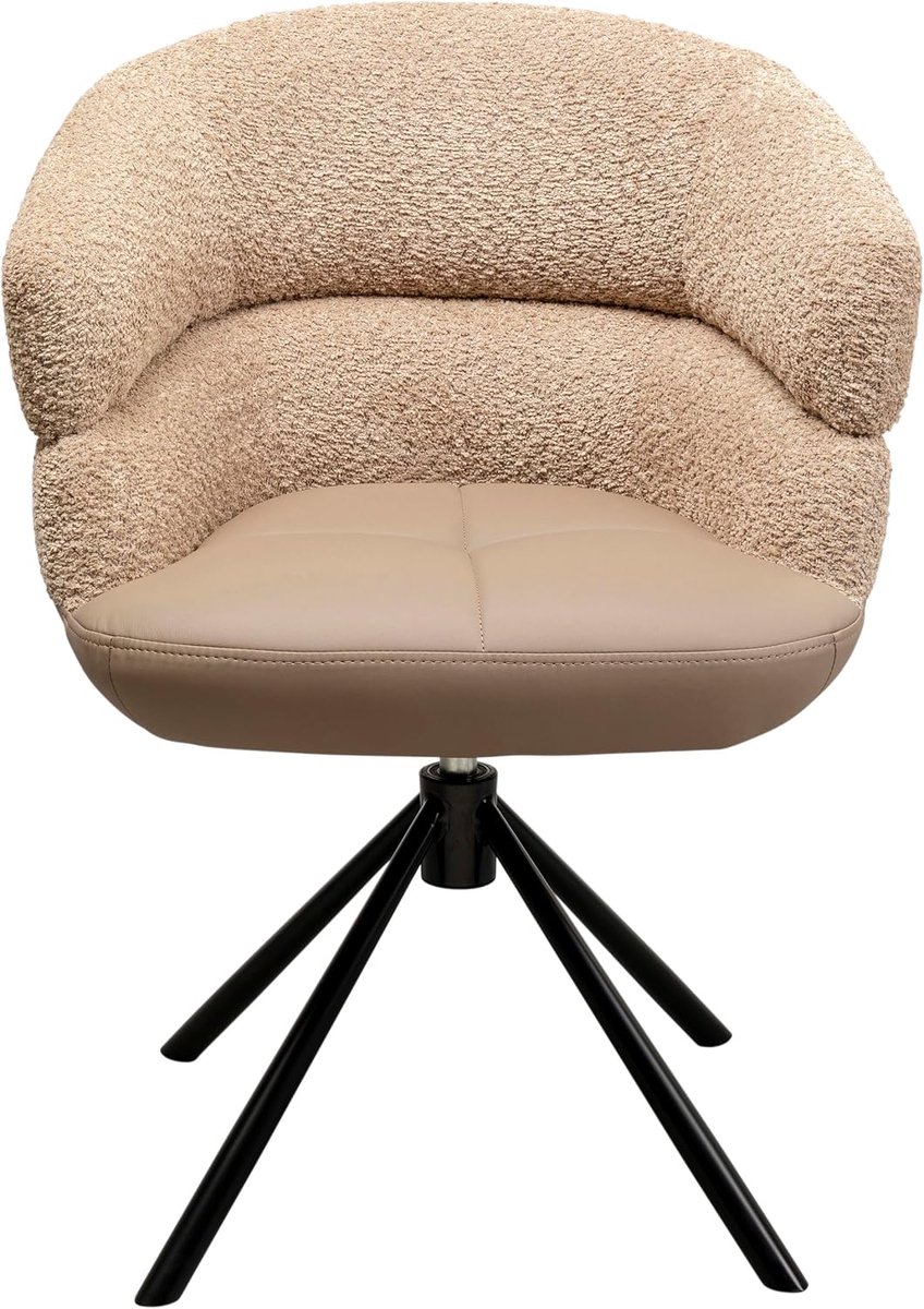 Design Draaistoel Tasty, bruin, 49 cm zithoogte, eetkamerstoel, gestoffeerde stoel, 360 graden draaibaar, woonkamer, 82 x 63 x 61 cm (H/B/D)