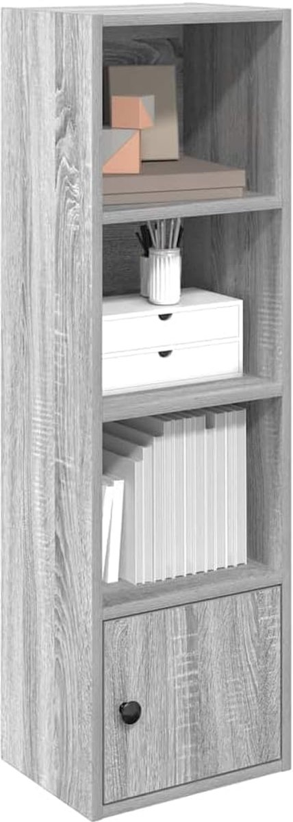 Boekenkast grijs Sonoma 31x24x102 cm houtmateriaal met deur en planken
