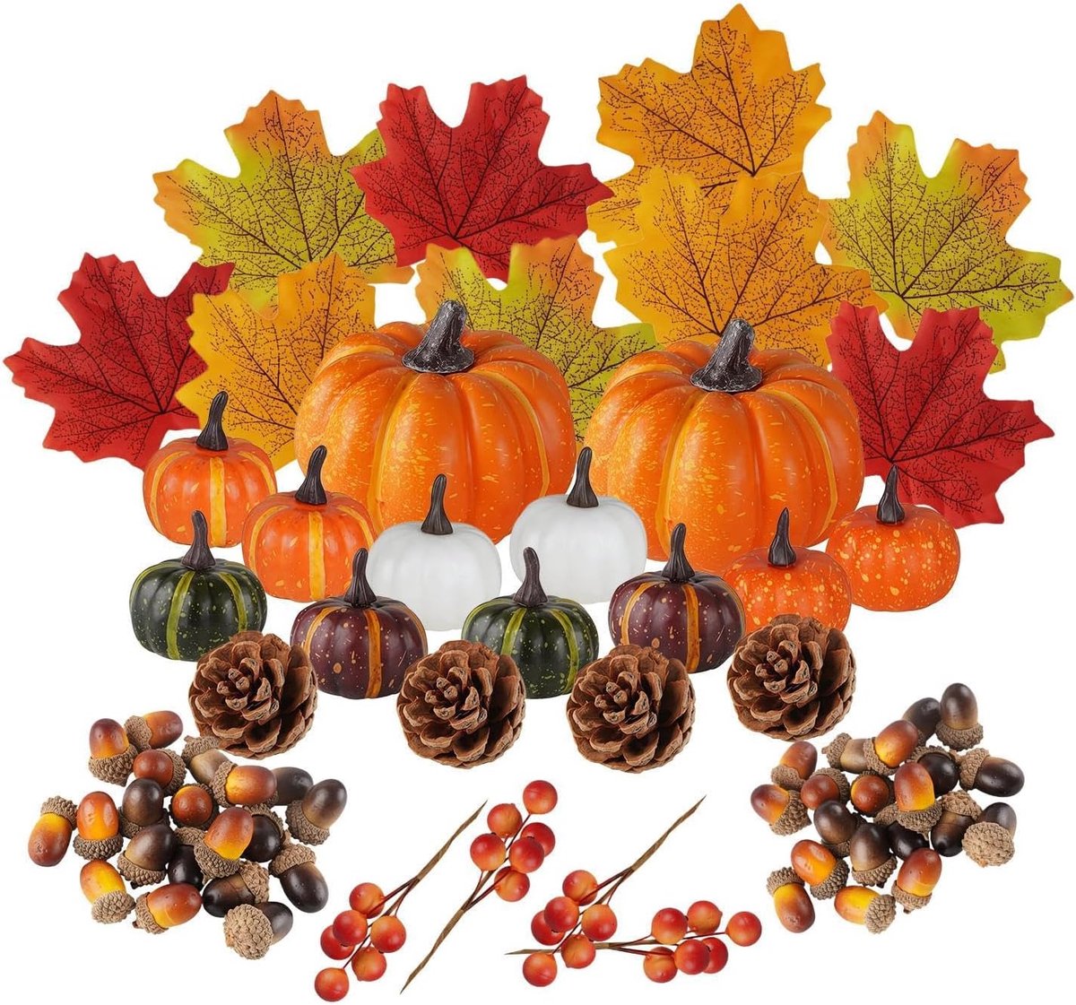 Pompoentjes 162-delige Set met Thanksgiving Bladeren Eikels en