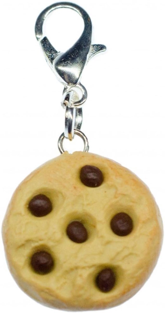 Chocolate chips koekjes charm chocolade koekjes handgemaakt - handgemaakte modesieraden I kettinghanger verzilverd - bedelarmband - hanger voor armband, 13mm, Metaal
