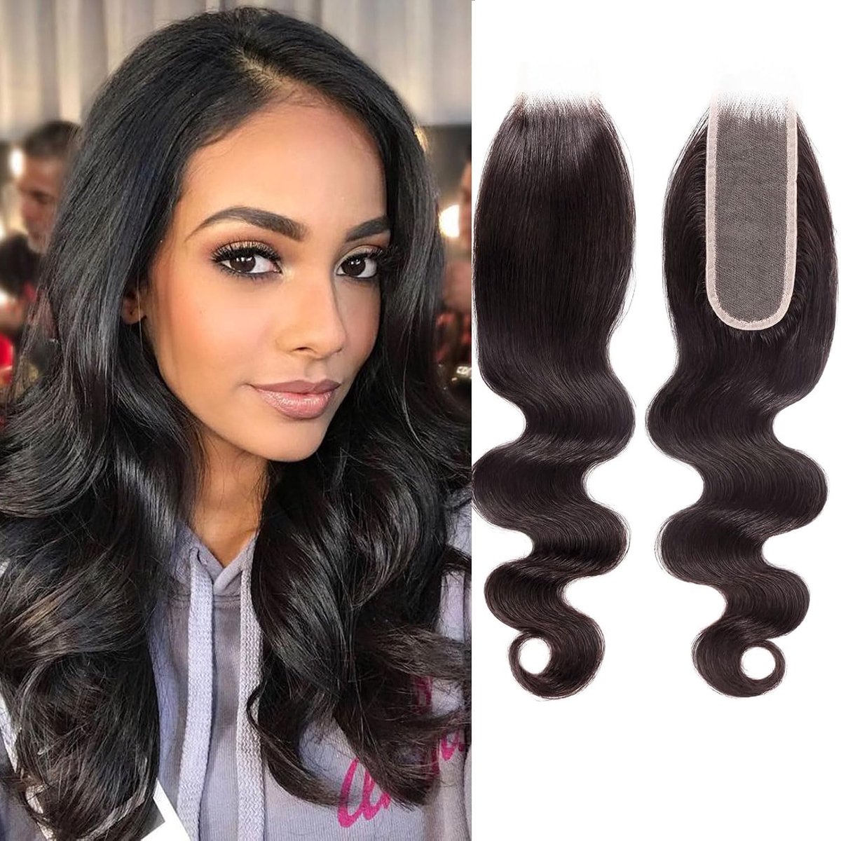 2x6 Transparent Lace Closure Body Wave 10 inch 100% Unprocessed Human Hair Part With Baby Hair Sew in Natural Hairline