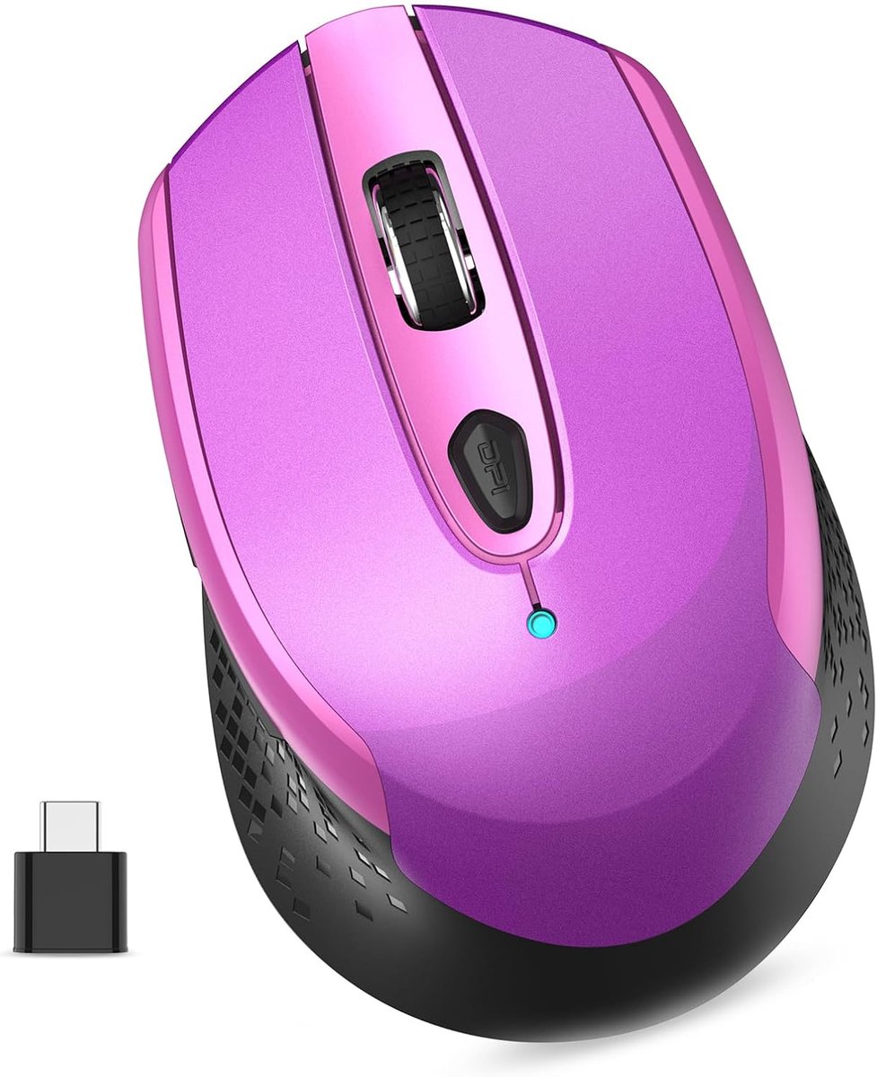 Draadloos, USB C, draadloze muis, batterij, klein, 2,4 G, computermuis met USB C-ontvanger, 3 verstelbare dpi-niveau, stille muis met 6 toetsen, met aan/uit-schakelaar, voor MacbookPro/Air