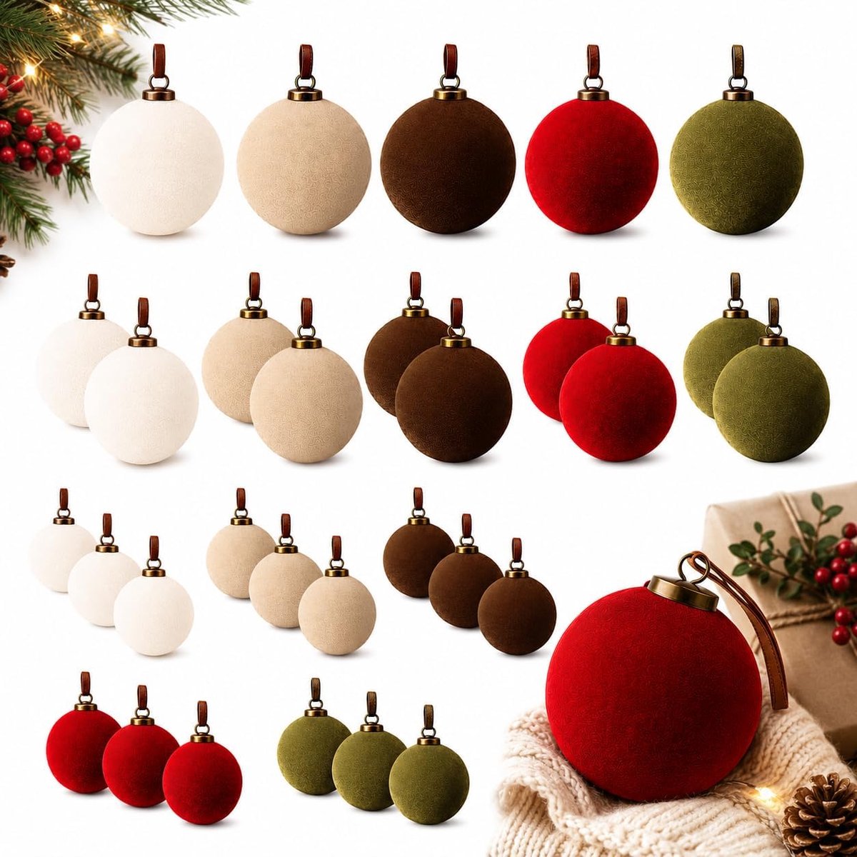 Kerstversieringen bulk virale stroomden kerstboom bal 30 Pack Ornamenten Xmas decoratieve hangende ornamenten kerstboom decoratie 30 Pack Groot, Klein, Medium Bundelpakket