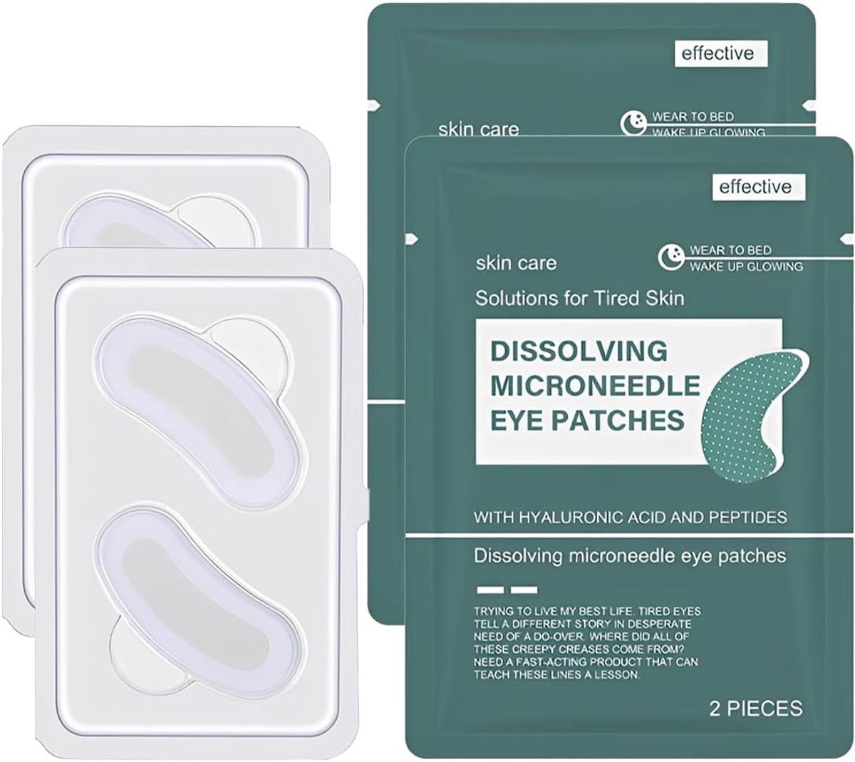 2 paar Dissolving Microneedle oogpads met oogpads tegen donkere kringen