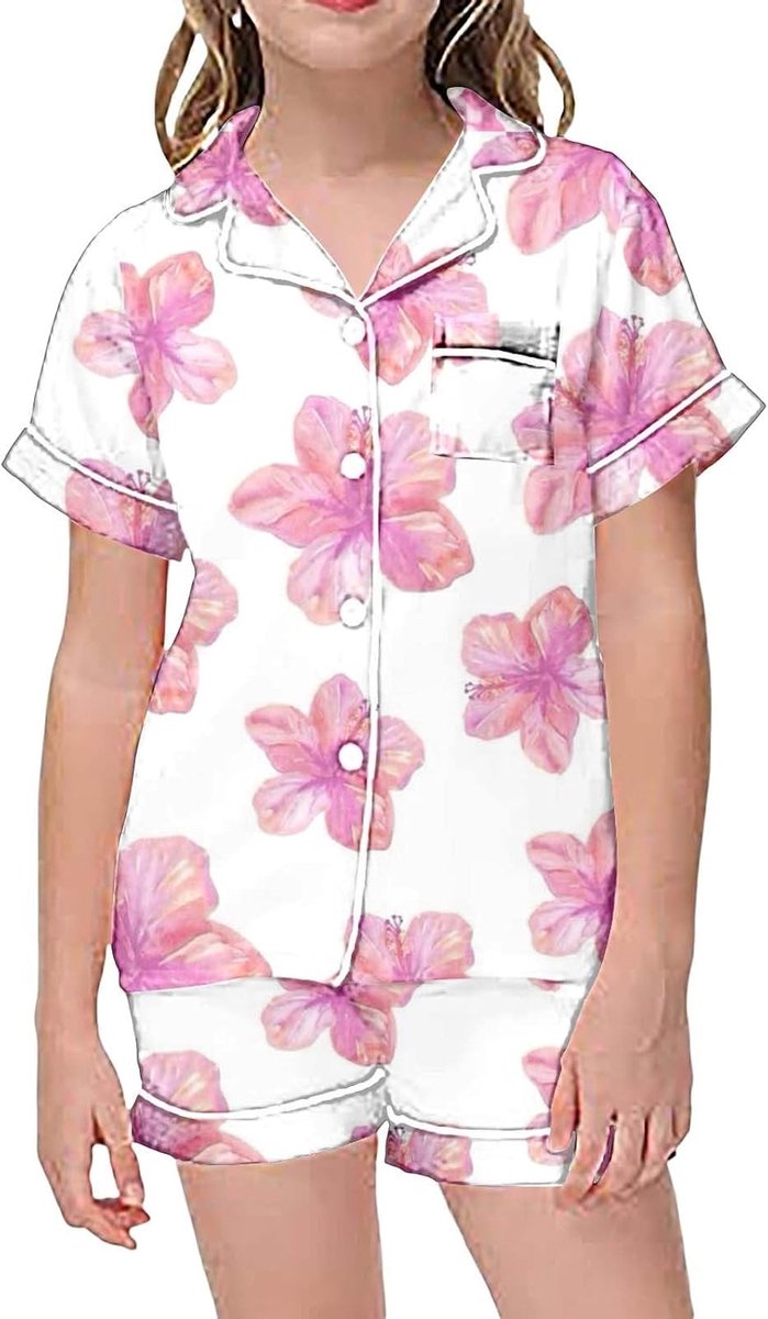 2-delige set voor meisjes, zomerkleding, katoen, basic T-shirt en shorts, meerkleurig, praktische set voor kleuterschool en tuinspelen, A21