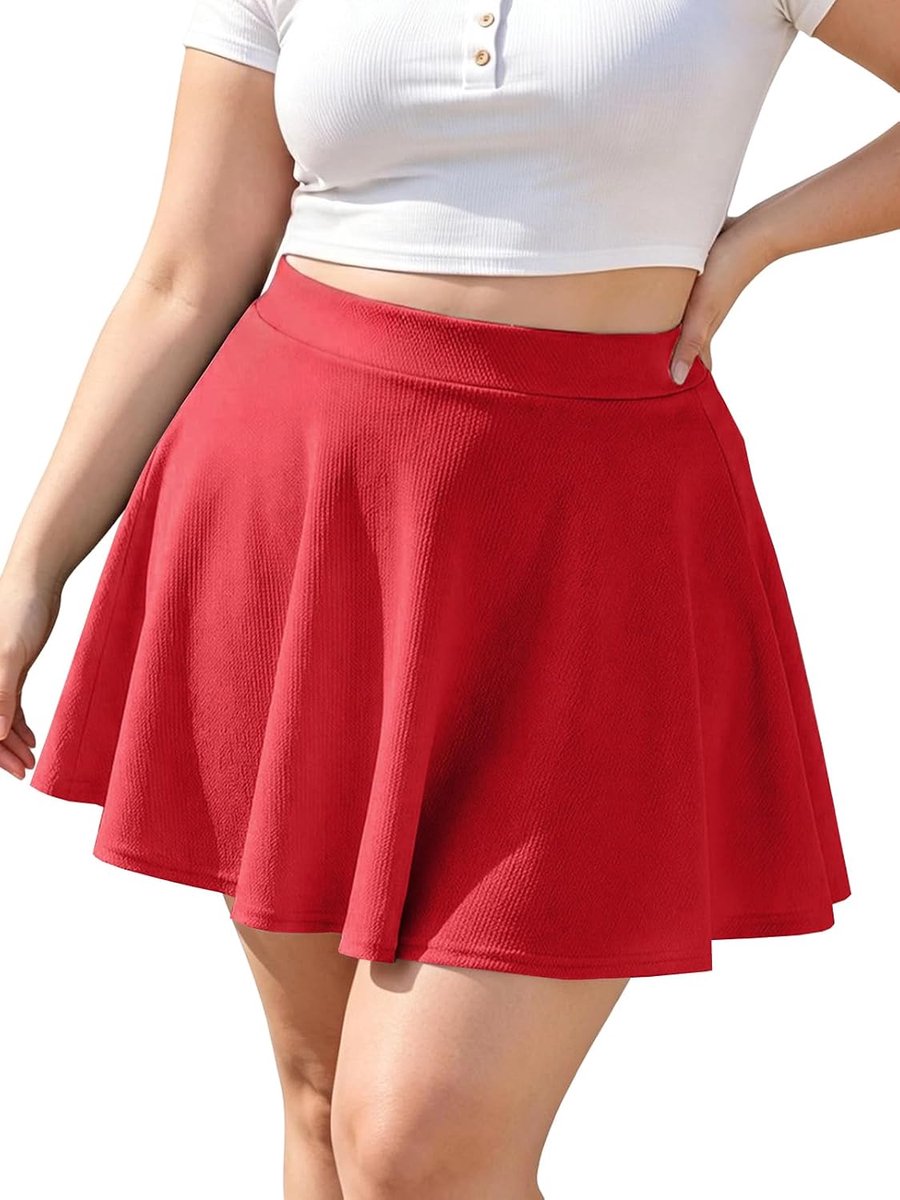 Wood Dames Rok Korte Basis Minirok met Elastische Hoge Taille Plissé Elegante Pull On Skirts Grote Maten