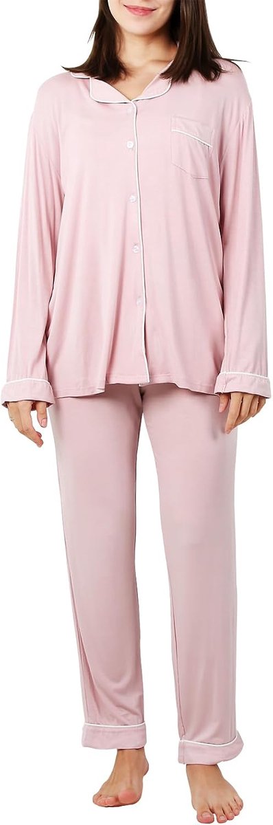 Pyjama Set voor Vrouwen Super Zachte Lange Mouw Nachtkleding Dames Button Down Nachtkleding Loungewear PJ Set