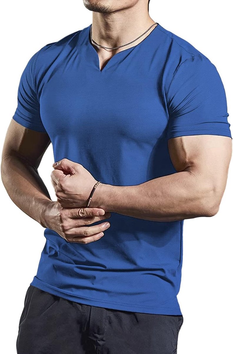 T-shirts met Split V Hals voor Gym Workout Bodybuilding