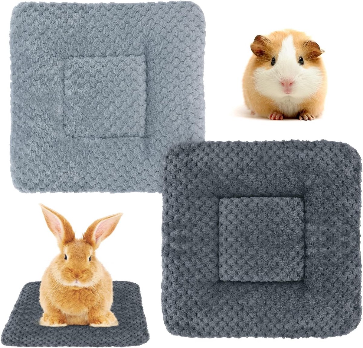Pluche Dierenbed en Fleece Dekentje voor Kleine Huisdieren, Warm en Zacht, Geschikt voor Puppy, Kat, Konijn en Hamster, 30 x 30 cm