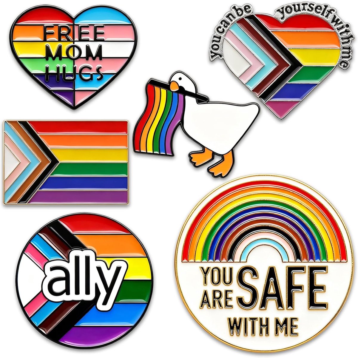 6 stuks Pride Pin LGBTQ Regenboog Pin Trots Ally Gay Lesbische Trans Vlag reversspelden voor kleding shirts jassen tassen