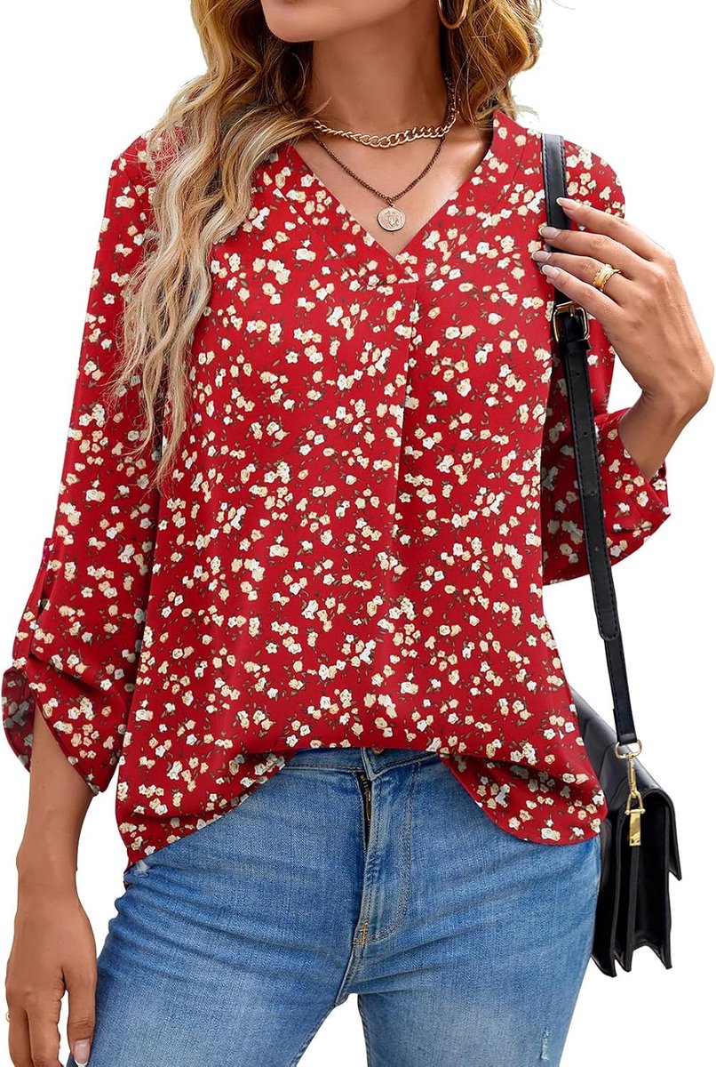 Blouses voor dames V-hals dames tops zomer chiffon blouses tops korte mouw casual T-shirts