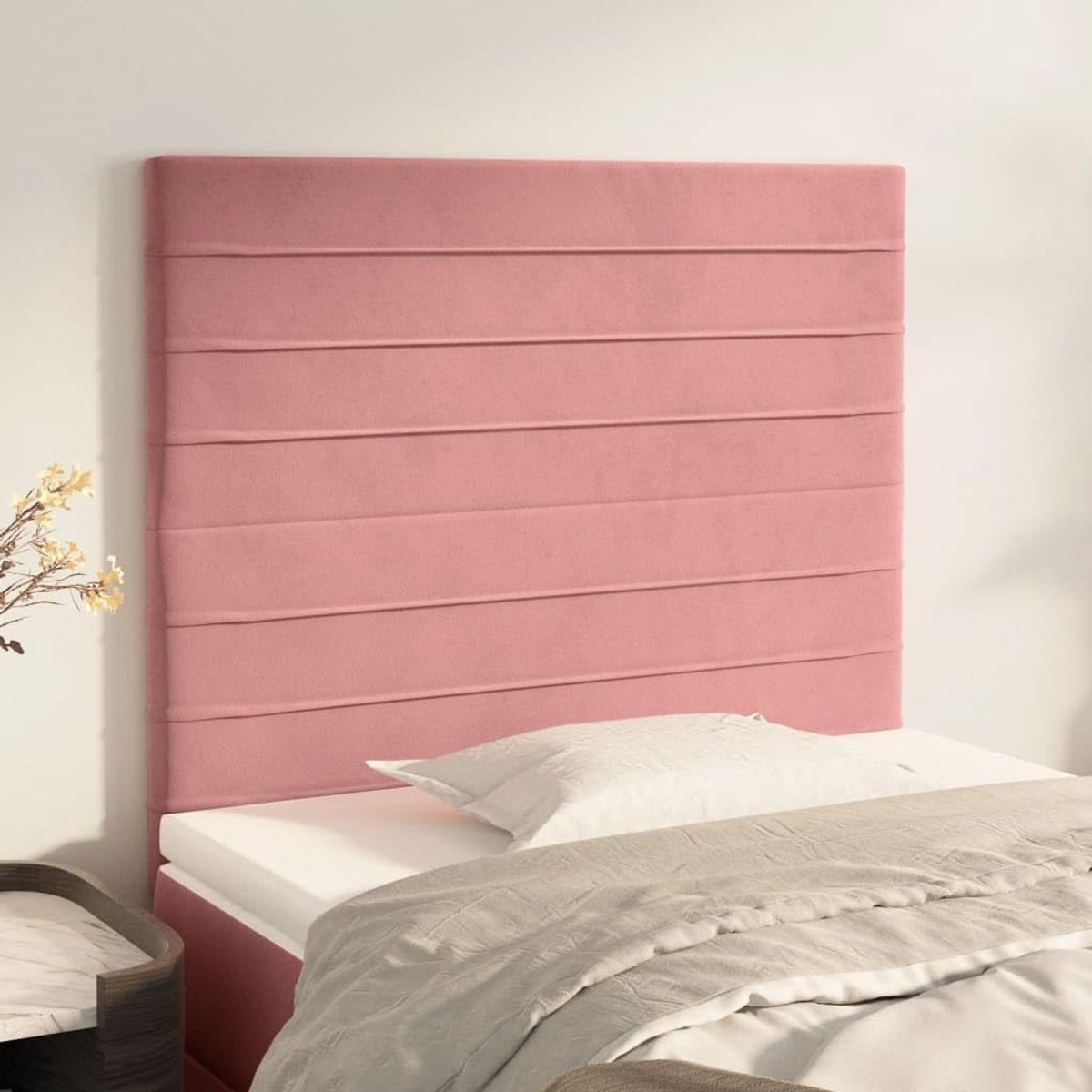 Hoofdborden, 2 stuks, roze, 100 x 5 x 78/88 cm, fluweel, voor de slaapkamer, hotel, hoofdeinde, werkkamer, voor slaapkamer, tweede slaapkamer, hotel