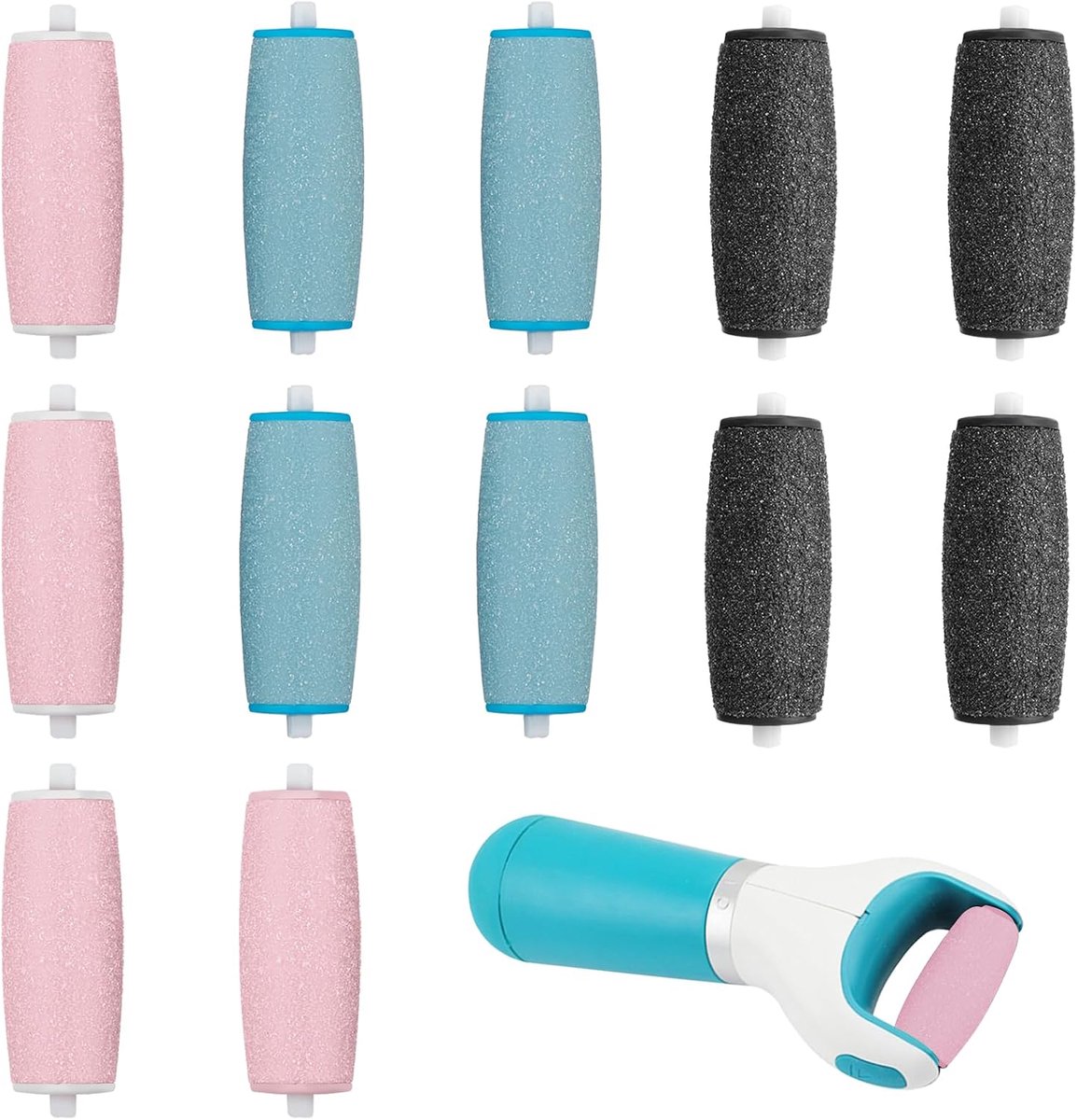 12 stuks snelvullingen voor scholl, 3 soorten ruwheid, reserverollen compatibel met Scholl Velvet Smooth, voor pedicure elektrische voet, rasp voeten