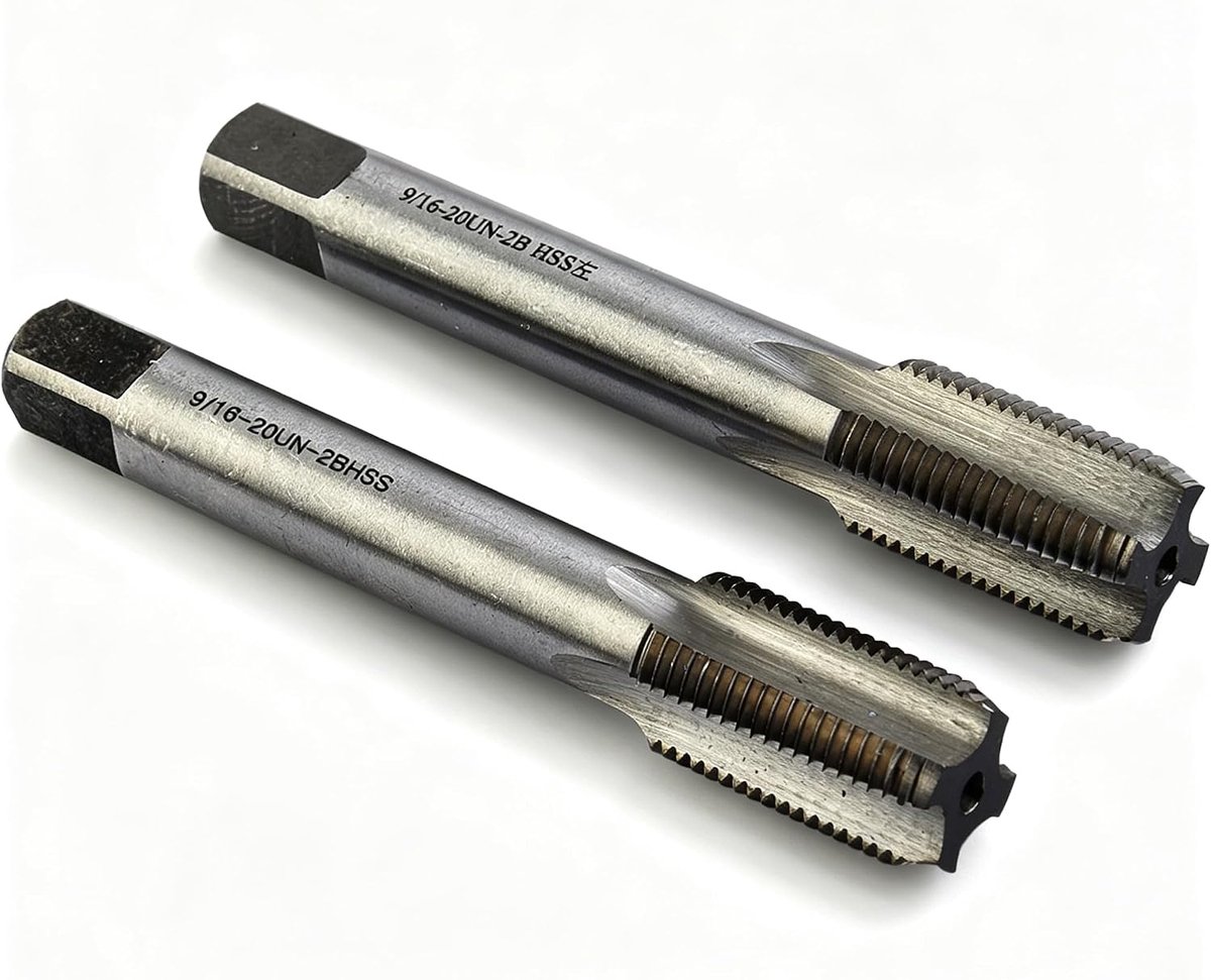 2 Stks 9/16" - 20 Rechts & Linkerhand Draad Tap, HSS TPI Voor Fiets Crank Hoge Snelheid Staal, Router Bits (9/16-20)
