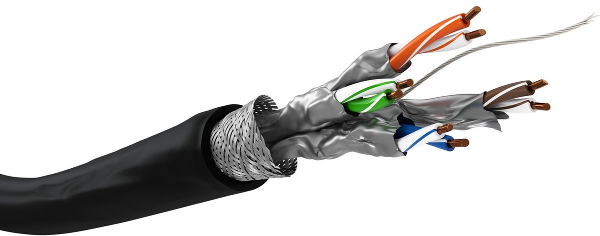 Goobay CAT 7 netwerkkabel voor buitengebruik, S/FTP, zwart, 100 m