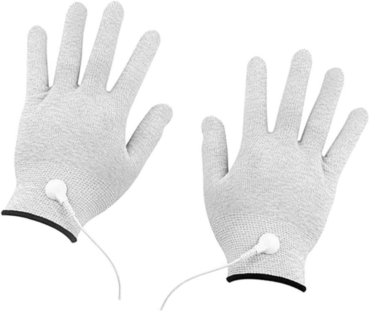 Therapiehandschoenen van zilvervezel en PE, 1 paar herbruikbare elektrische handschoenen voor handverzorging en massage