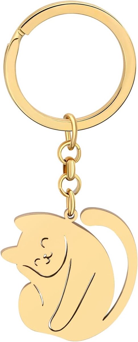 Staal Zilver Vergulde Kat Sleutelhangers Kitten Sleutelhanger Nieuwigheid Sieraden Charms Geschenken voor Vrouwen Meisjes