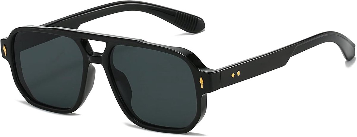 Vierkante zonnebril, vintage retro rechthoekige zonnebril voor dames en heren, trendy UV400-bril