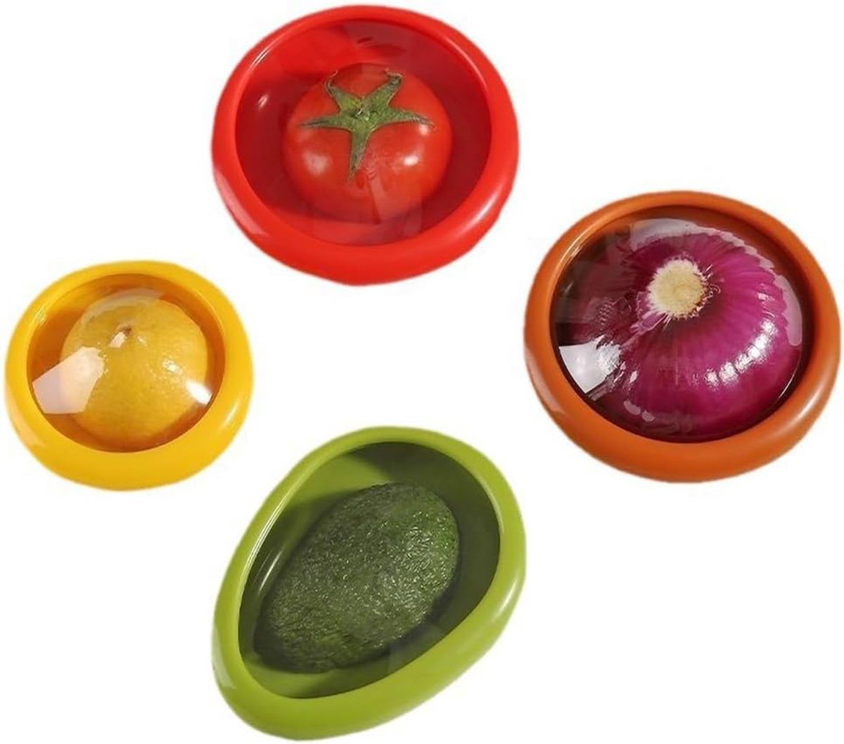 Fruitopbergdozen, 4 stuks, anti-oxidatie, opbergdoos, siliconen fruitopbergdoos, siliconen fruitopbergdoos, voor koelkast