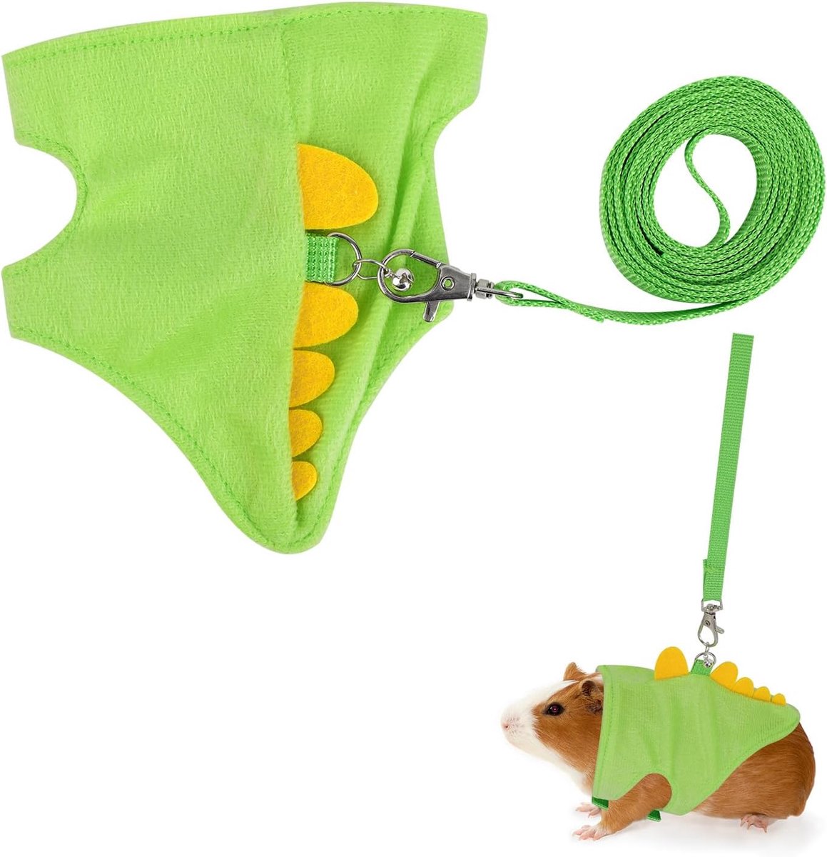 Frettentuig en Lijn, Dinosaurusvormig Vest voor Kleine Dieren Buitenwandelaccessoires voor Fretten Konijnen Hamsters Kittens Puppy's Kleine Dieren