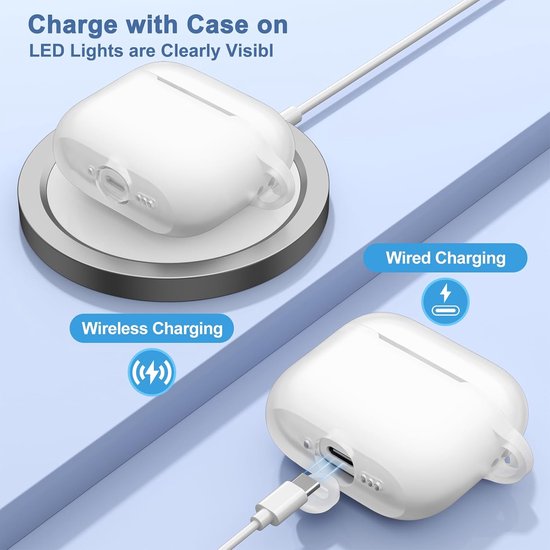 Compatibel met Airpods Pro 2e/1e generatie, compatibel met Airpods Pro 2e generatie USB C, zachte schokbestendige transparante beschermhoes met reinigingspen voor sleutelkoord (helder) — afbeelding 2