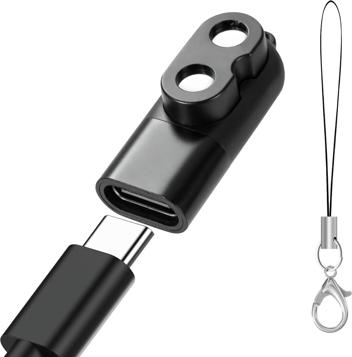 C oplaadadapter compatibel met LEDLENSER MH11 MH5 MH7 MH8 iH11R ML4, magnetische oplader, reserveadapter met sleutelkoord voor zaklamp, hoofdlamp, type C, oplaadadapter, zwart
