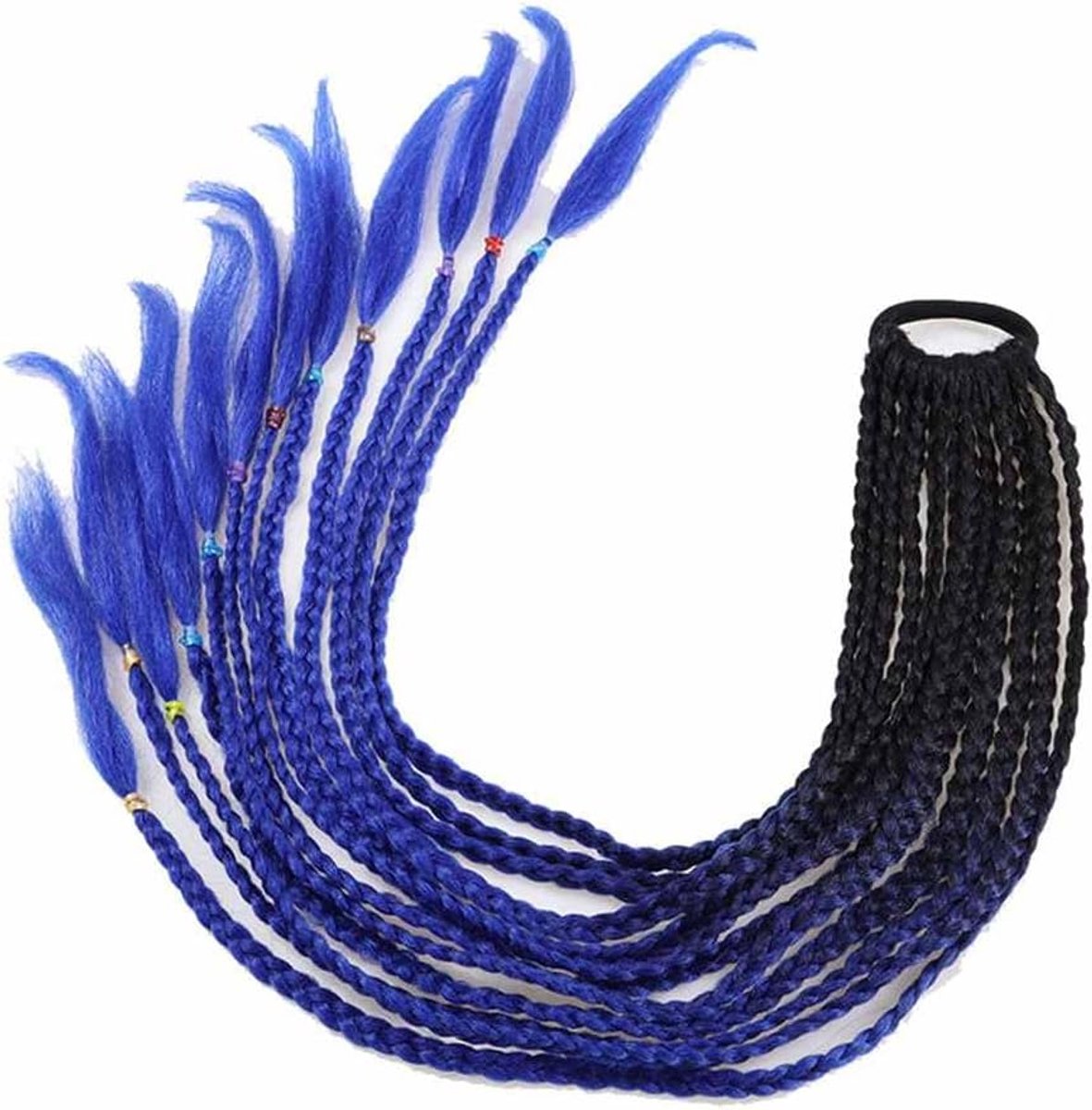 Haarstrengen, 12 strengen, gevlochten haar, haarverlenging met elastiek, 60 cm, lange gekleurde vlecht, dirty braids, kleurverloop, haarstukje, extensie voor meisjes en vrouwen,
