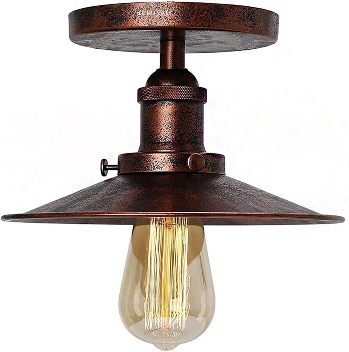 Retro Industriële Hanglamp met Vintage Uiterlijk - E27 Fitting voor Keuken en Bar - Koperkleurige Verlichting (22 cm)