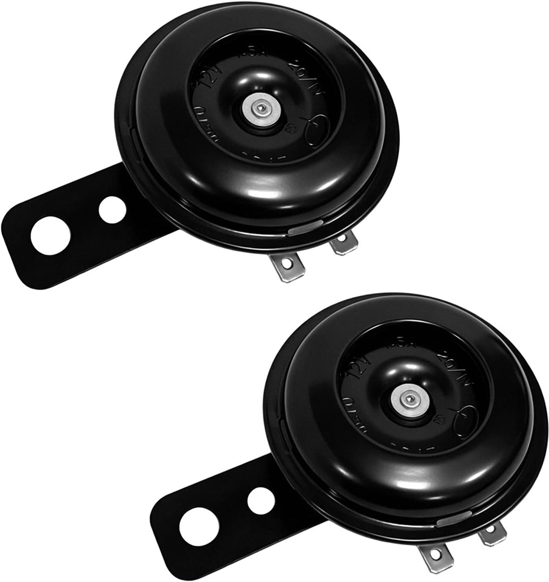 2 stuks hoorns voor motorfiets, 12 V, zwart, universele hoorn van metaal, akoestische waarschuwing voor motorfiets, scooter, voertuig, autoclaxon, helder geluid en eenvoudige installatie, waterdicht