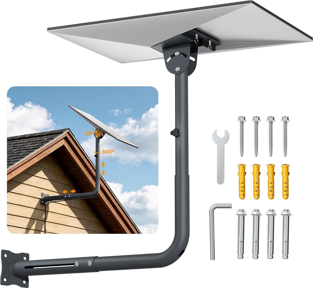 Starlink Gen 3 wandhouder, standaard verstelbare wandhouder met adapter voor buis Gen 3 voor Starlink Gen3 Satellite Internet Kit