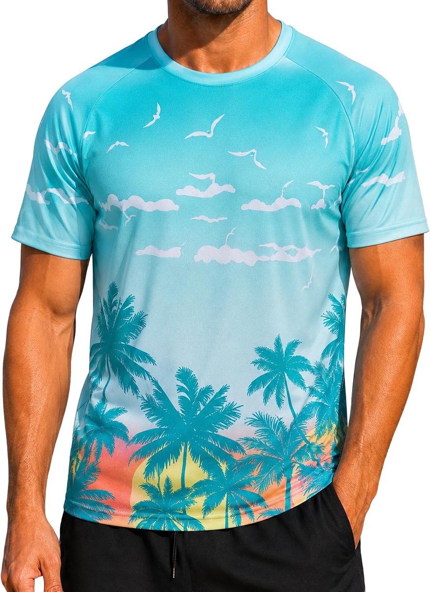 Rashguard UV-shirt voor heren, 1/3 stuks, watersurfshirt, UPF 50+, uv-bescherming, zwem-T-shirt, sneldrogend, ademend, zonwering voor outdoorsurfen, hardloopshirt