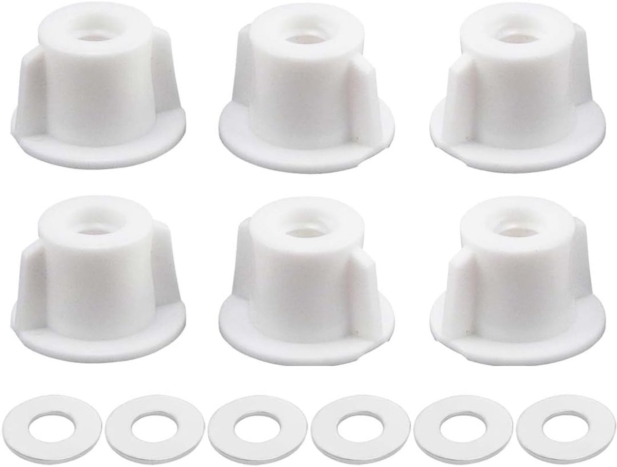 Achterdeksel voor wc-bril, vervanging voor 6 mm schroef met spoelbak, 6 stuks (M6 schroefdraad)
