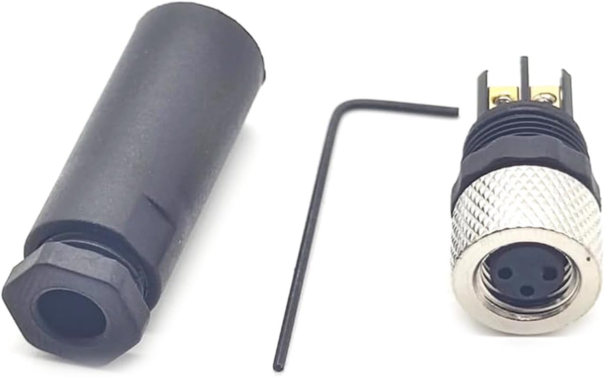 3-polige sensorstekker, M8 3-pins vrouwelijke plaatselijke installatiebare connector, 8 mm IP67 waterdicht, industriële cirkelverbinding, schroefverbinding, onafgeschermd voor buiten, industrie, 60