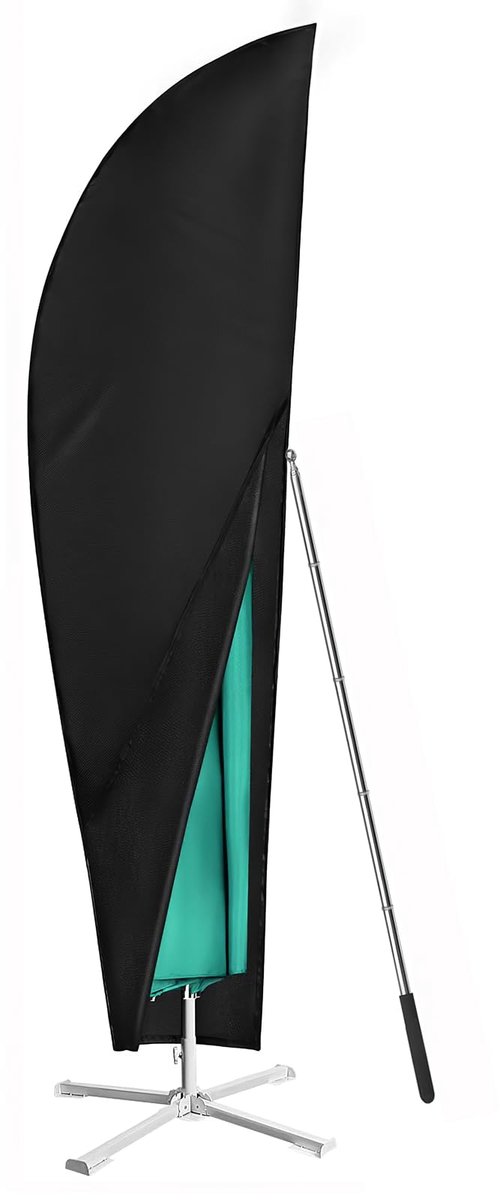 Famanu Parasolbeschermhoes Voor Zweefparasol, 420D Waterdichte Beschermhoes Met Stang, Zwart