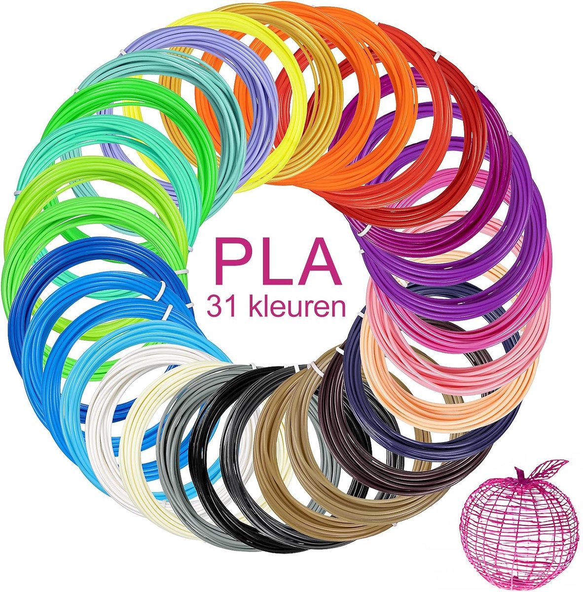 3D Pen Filament Refills 31 Kleuren 1.75mm PLA 3D Printing Filament Refills Compatibel met MYNT3D SCRIB3D PIKA3D 3D Pen voor Kinderen NIET PASTEN 3Doodler Start Pen Per Kleur 16.4Ft Toal 508Ft