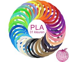 3D Pen Filament Refills 31 Kleuren 1.75mm PLA 3D Printing Filament Refills Compatibel met MYNT3D SCRIB3D PIKA3D 3D Pen voor Kinderen NIET PASTEN 3Doodler Start Pen Per Kleur 16.4Ft Toal 508Ft