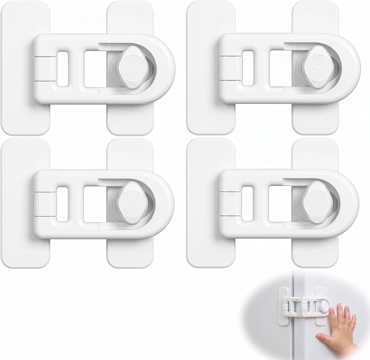 4 stuks ladeslot voor kinderen, slot voor kast en koelkast, universele veiligheidssluiting zonder boren, voor meubeldeuren, ramen en kasten, huisbescherming, wit