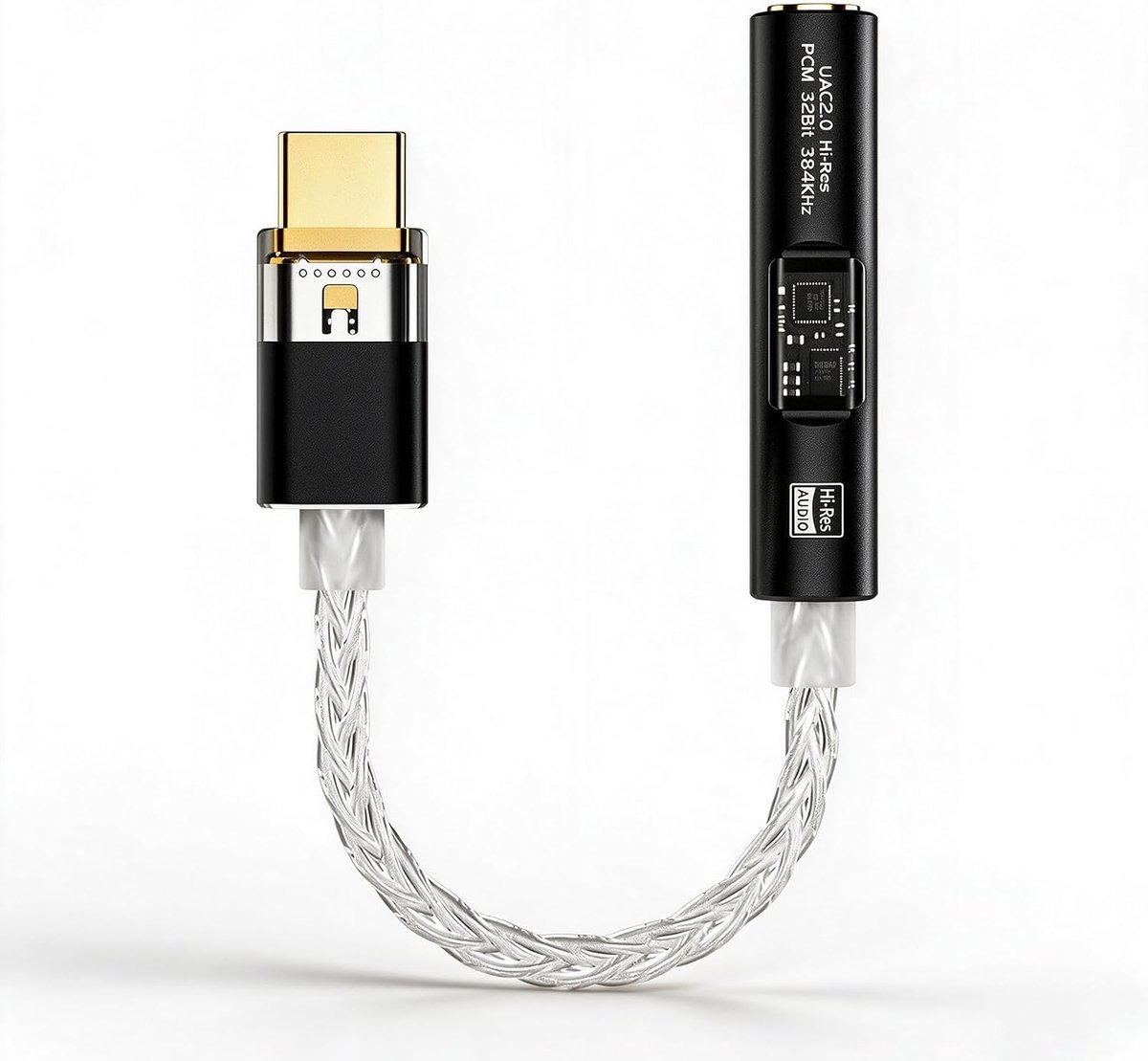 Eppfun USB DAC en Versterker, 32bit/384kHz USB-C naar 3,5mm Adapter