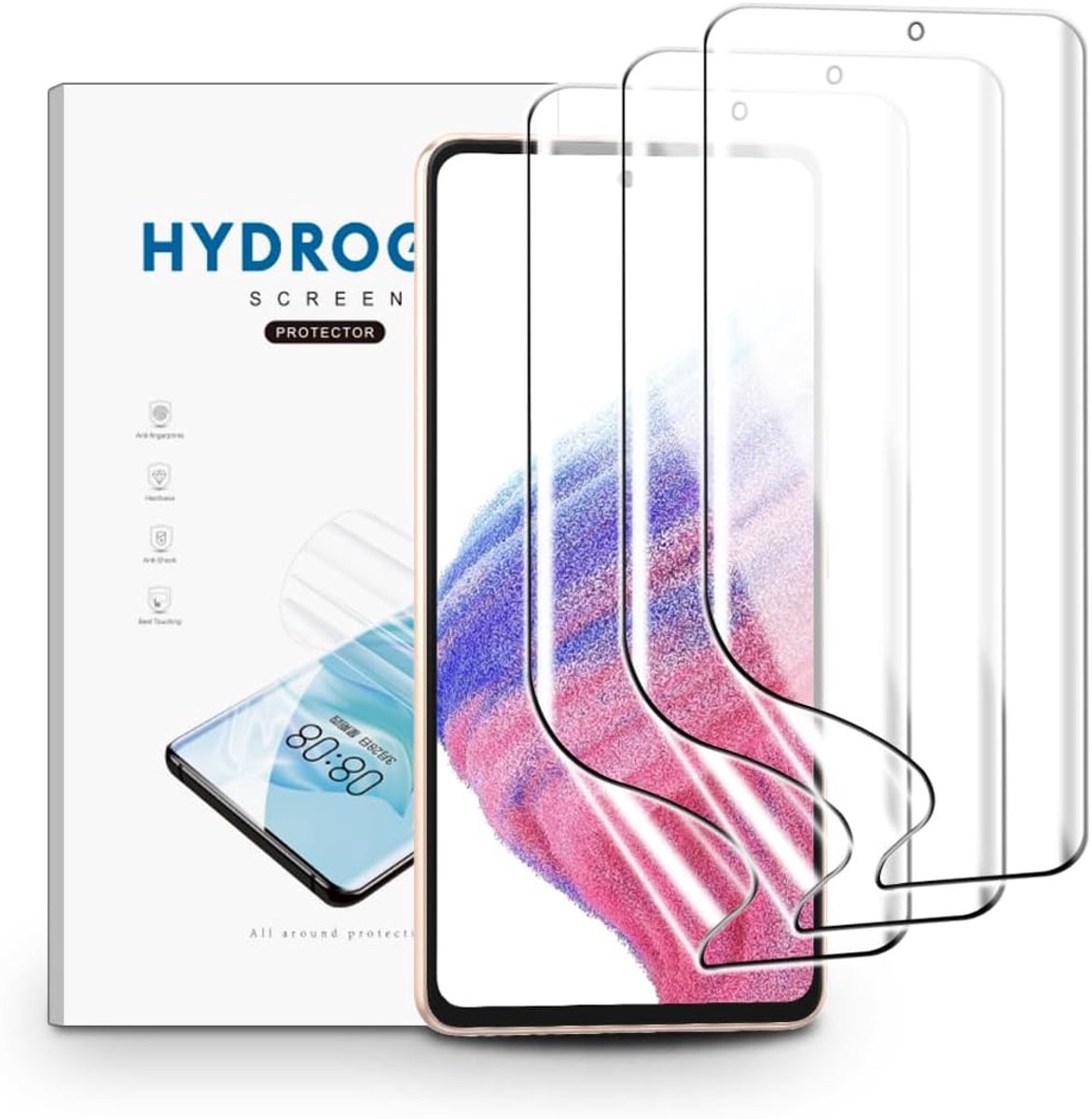 Schermprotector voor Samsung Galaxy A53, 3 Stuks Schermbeveiliging Ultra Helder, TPU Flexibele Beschermende Zachte Film, Krasvast